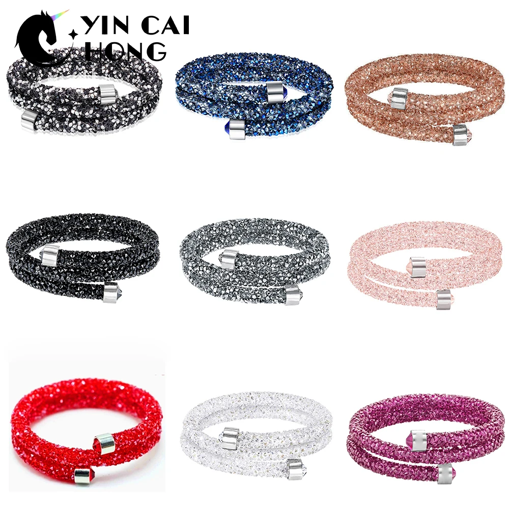 

YCH SWA CRYSTALDUST Double-Bangle Bracelet Stylish and Charming Spiral Shape Set with Many Luxurious and Dazzling Crystals