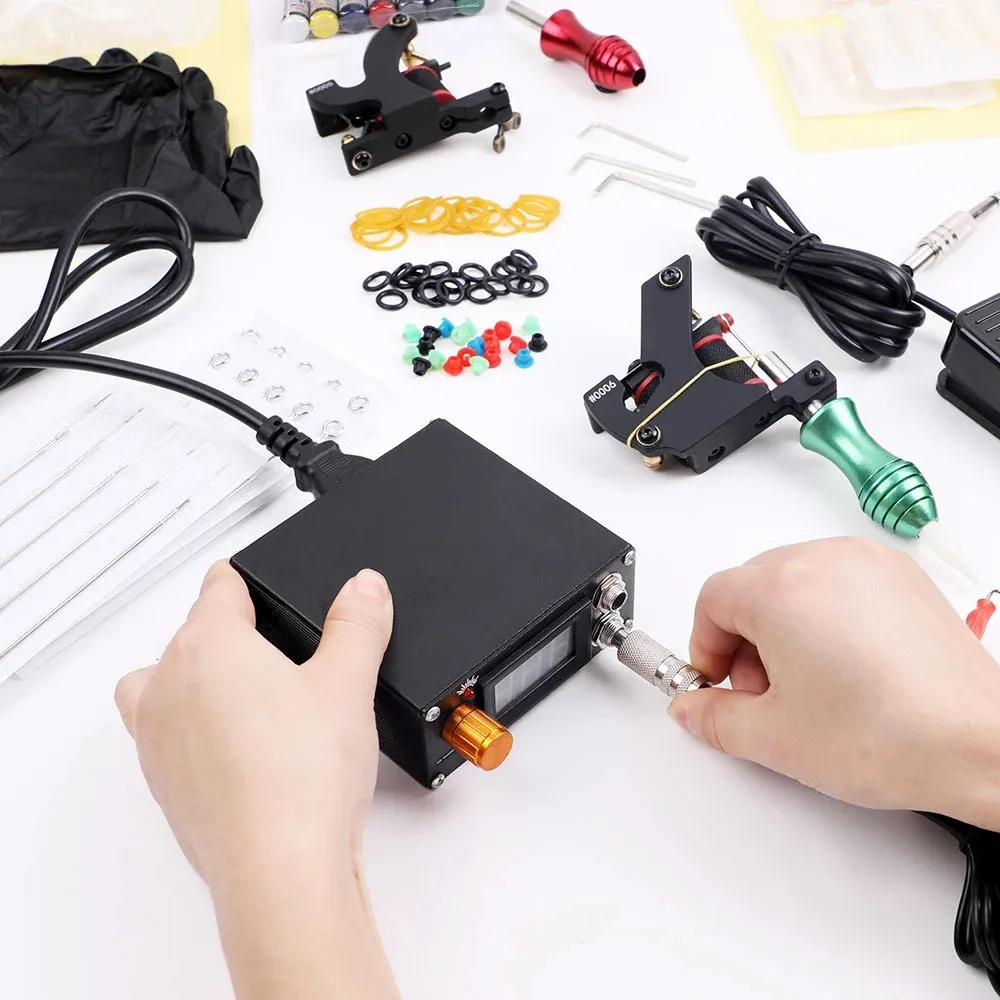 Conjunto da Máquina da Tatuagem com Cabo do Grampo Apertos da Tatuagem Pedal do Motor da Tatuagem Acessórios Plug pé Eua - ue 6 Cheap Kits de tatuagem