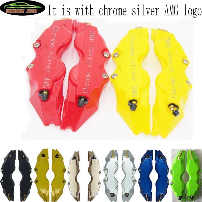 

KUNBABY Plastic Brake Caliper Cover Model 3 With Chrome Silver AMG Logo Car Styling Decoration For Mercedes Benz Free Shipping