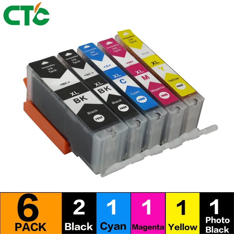 

6 PACK PGI-470 CLI-471 pgi470 cli471 470 471 Full Ink cartridge compatible for Canon PIXMA MG5740 MG6840 TS5040 TS6040