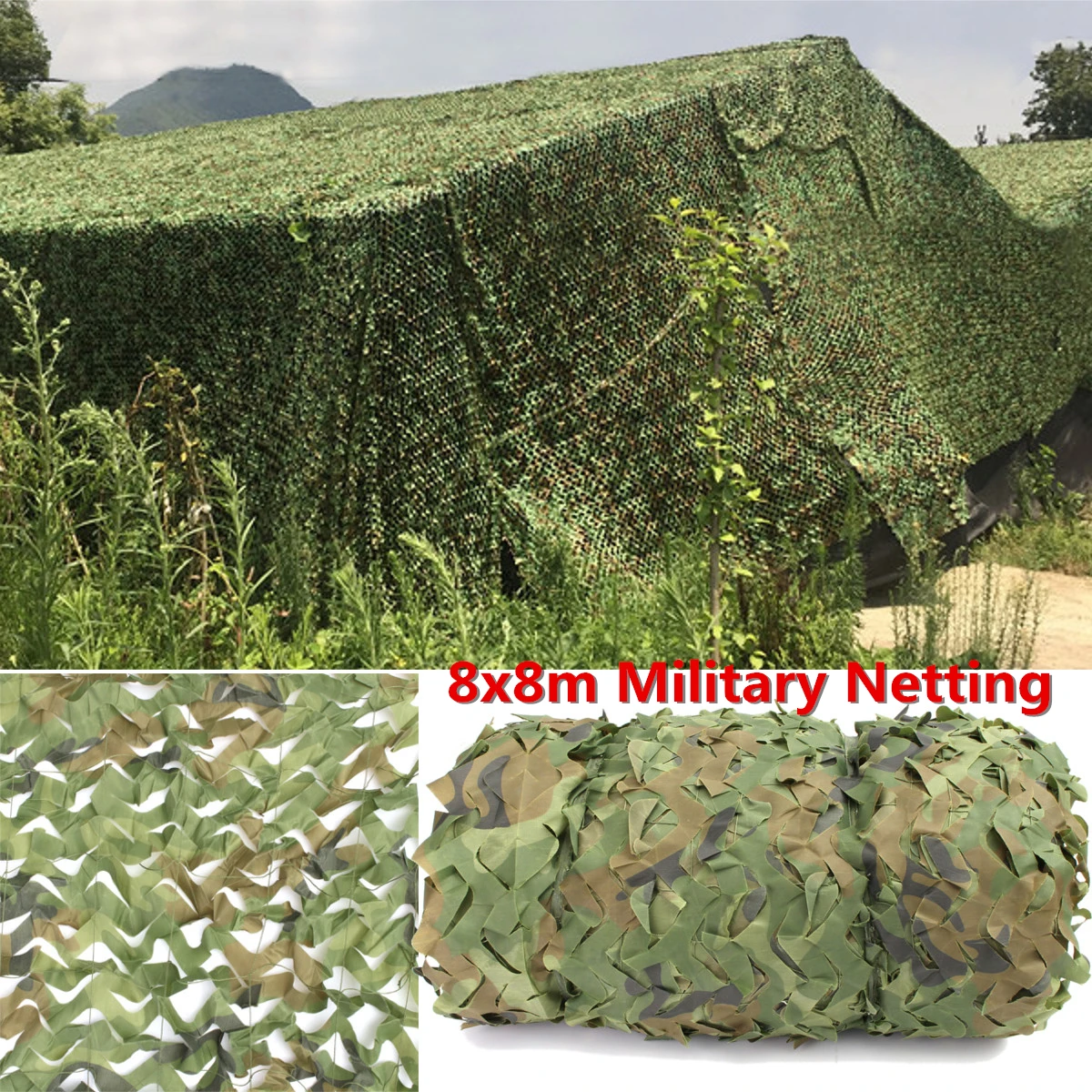 

8X8m Woodland Camouflage Netting Military Army Camo Hunting Camp Cover Net Outdoor Camping Sun Shelter