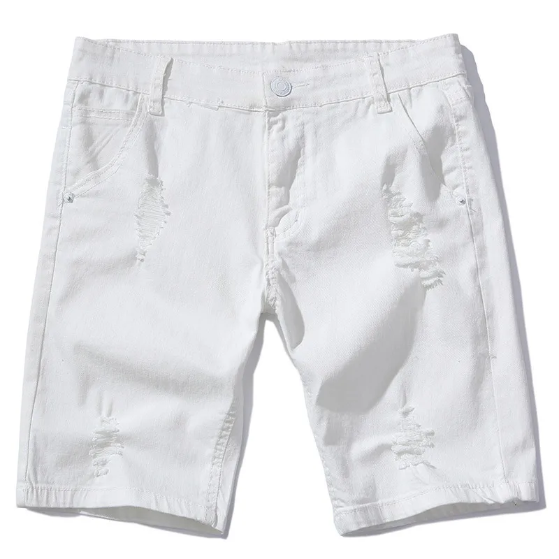 VOGUELEO летние шорты мужские брюки ковбойские дырки пять брюки корейский тренд летние белые тонкие хлопковые Повседневные Удобные джинсовые шорты