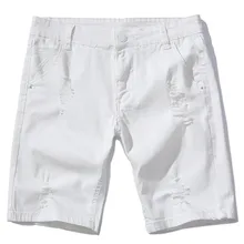 VOGUELEO летние шорты мужские брюки ковбойские дырки пять брюки корейский тренд летние белые тонкие хлопковые Повседневные Удобные джинсовые шорты