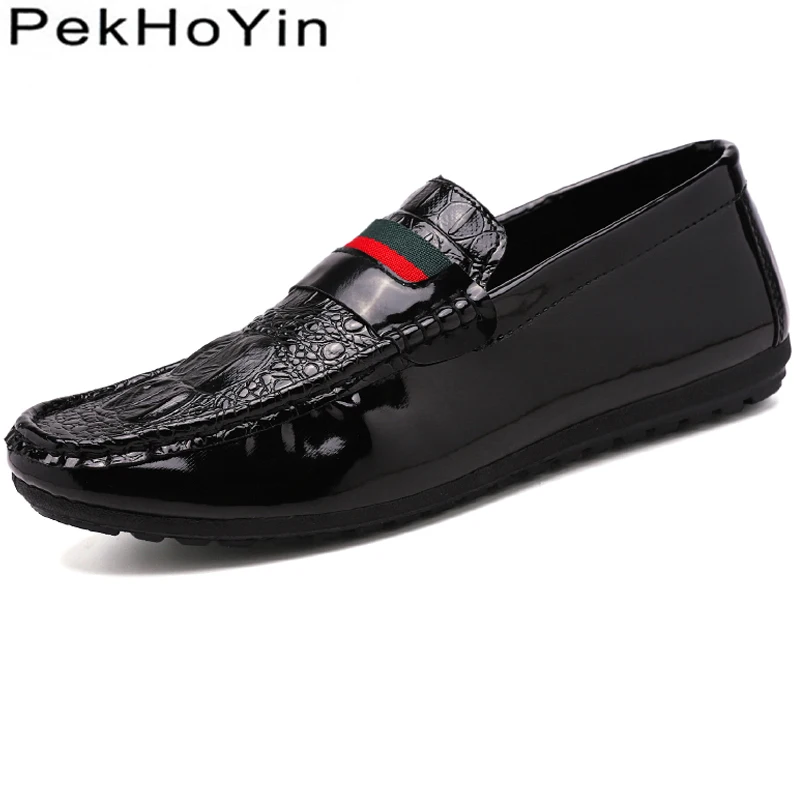 

2018 New Fashion Brand Leather Men Casual Shoes Black Footwear Male Walking Shoes Rubber Outdoor Boys Men Loafers Silver Super