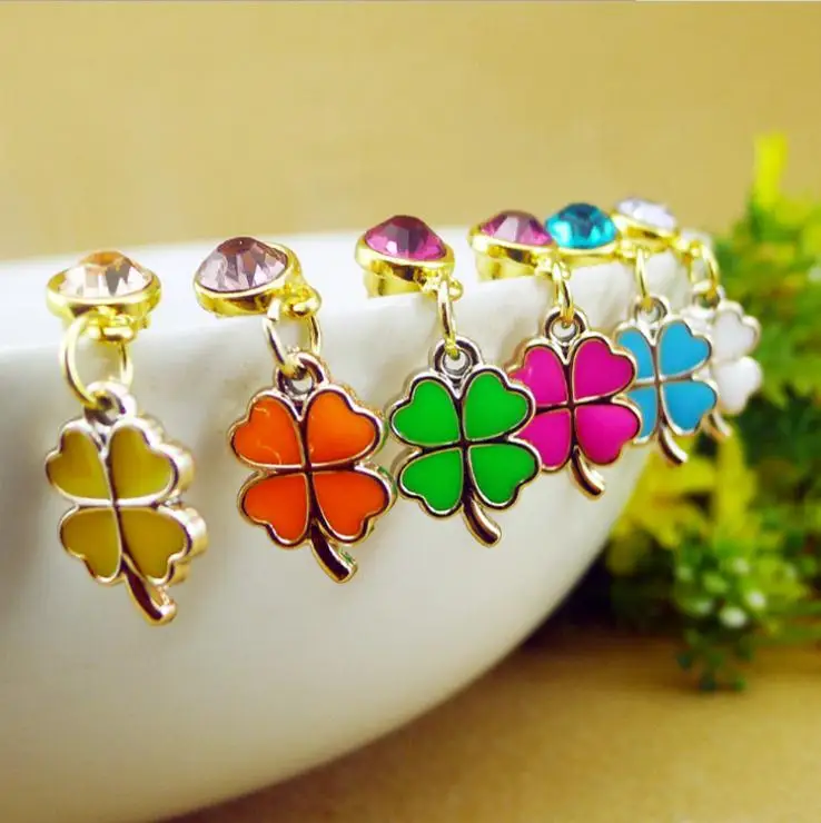 

lucky clover design dust plug phone accessories elegant phone plug Cellphone Charms