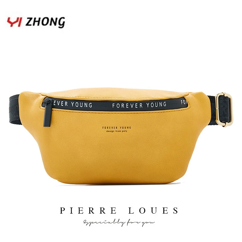 

YIZHONG New Luxury Brand Fanny Pack Women Large Capacity Fashion Waist Pack Soft Pu Leather Belt Bag Multi-function Chest Bag