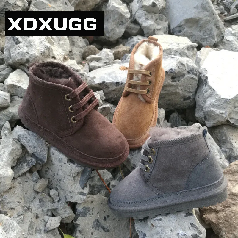 

2018 New XDXUGG Children's snow boots fur male and female parent-child shoes winter warm cotton shoes children's big children's