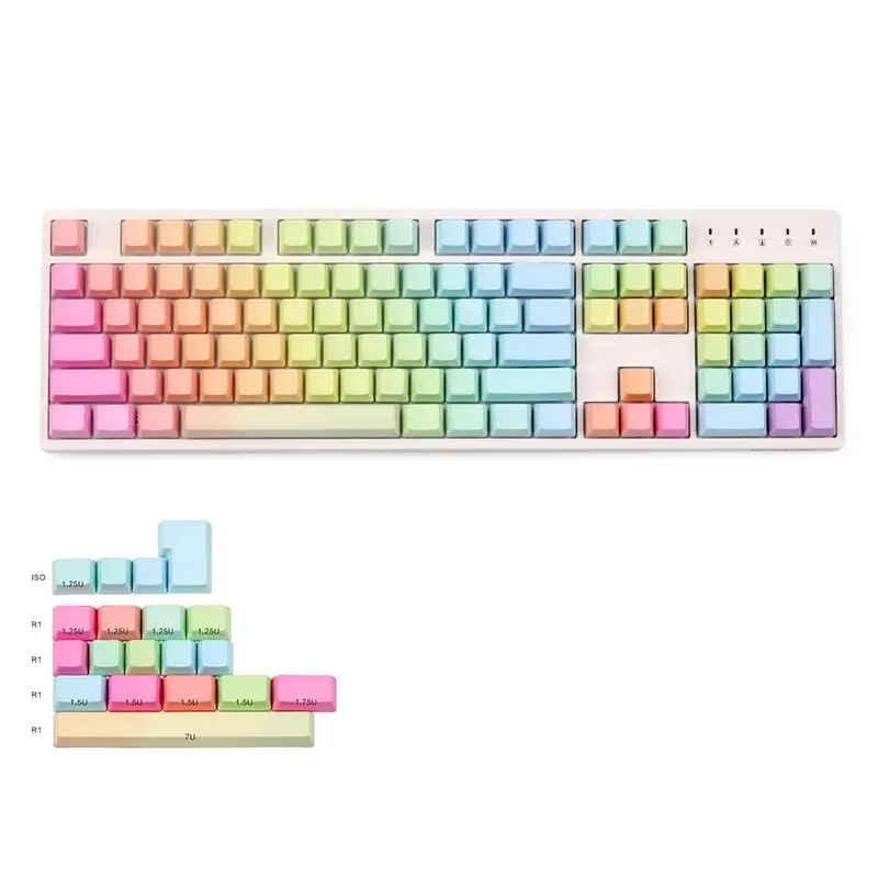 

Blank Rainbow keycaps OEM thick PBT 123 keys within ISO for cherry mx Porker GH60 Anne pro Filco mechanical keyboard