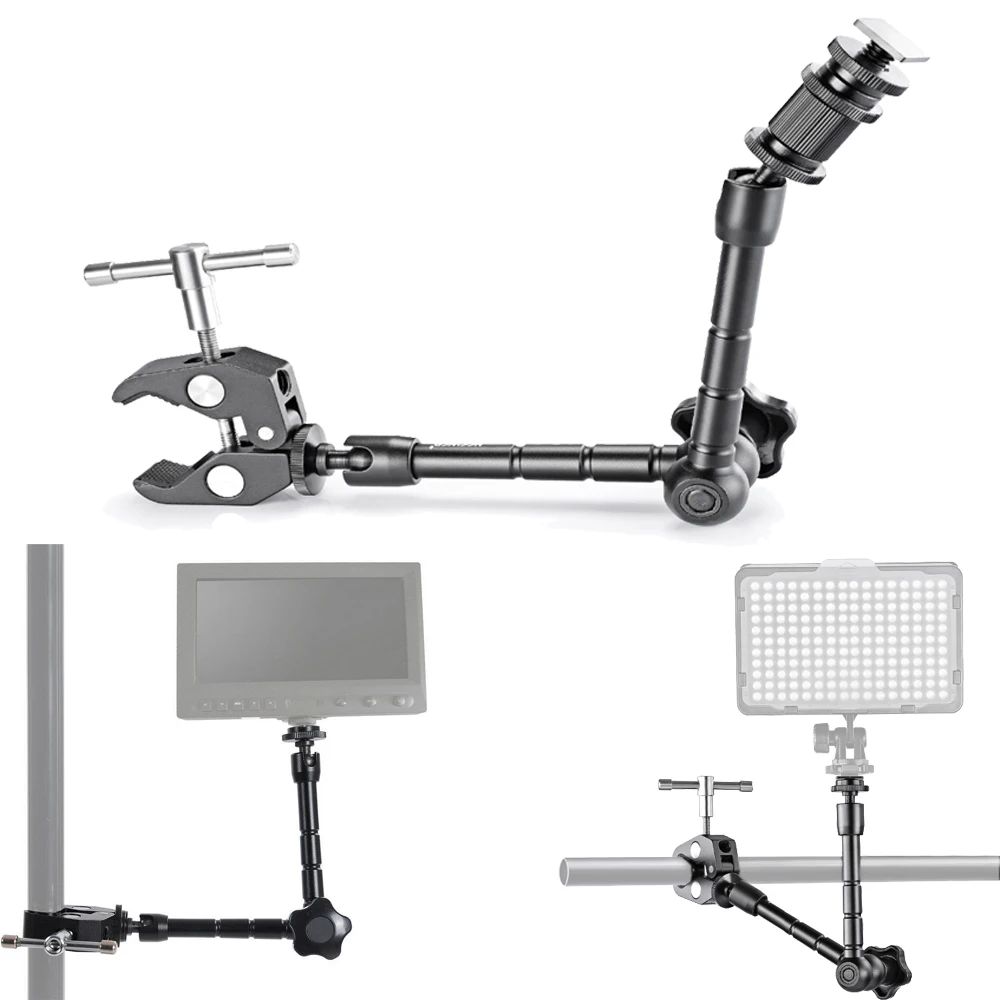 

Aluminum 11'' Friction Articulating Magic Arm Mount Bracket+Large Super Clamp Crab Pliers Clip for Camera DSLR Monitor LED Light