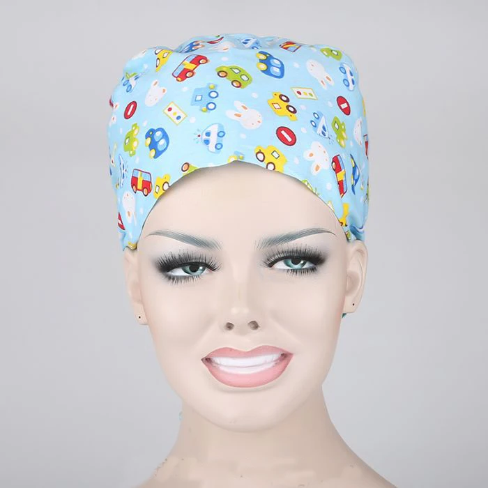 100 Cotton Soft Print Medical Surgical Caps Doctors Nurses Workwear