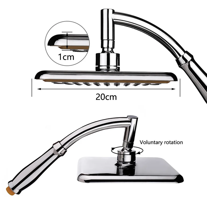 Насадка для душа с дождевой насадкой, Ручная фиксация ", набор для душа с высокой водой, большой ручной шланг, хромированный держатель головок для экономии давления