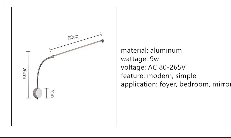Современный творческий гибкие Aluinum светодиодный настенный светильник для прикроватной тумбочке Ванная комната Зеркало Моды Illuminare