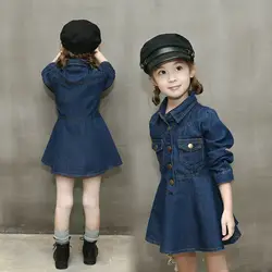 Детская одежда коллекции осень 2016 эксклюзивное ковбой платье европейского стиля бесплатная доставка