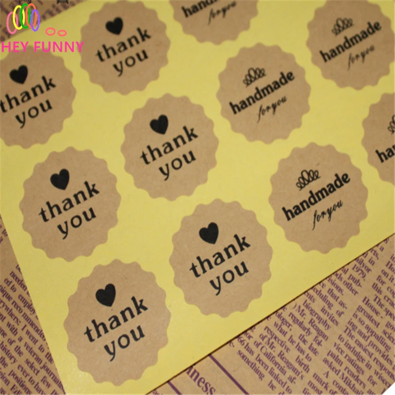10 sheets Thank you sticker Handmade with love Self adhesive Sticker