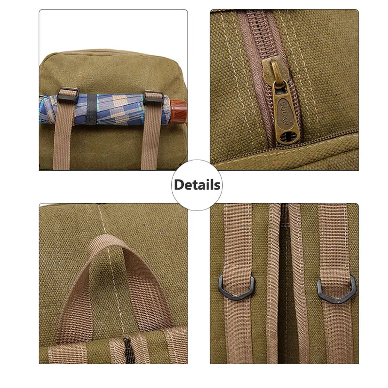 Online 60L Große Camping Tasche Reisen Rucksack Leinwand Armee Military Taschen Gepäck Multi funktion Klettern Mochila Männer Wandern Tas XA26D
