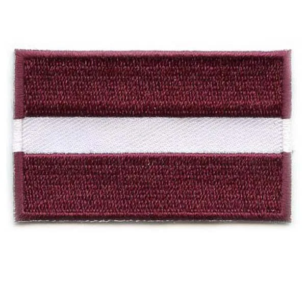 

Latvia Embroidery Patches Embroidered Garment Tags Personalized Label Tags Twill with Flat Broder Iron On Backing MOQ 50pcs