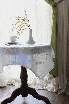 

Delicate and pure and fresh colour hemp hand embroidery table cloth cover cloth sofa cover of the head of a bed