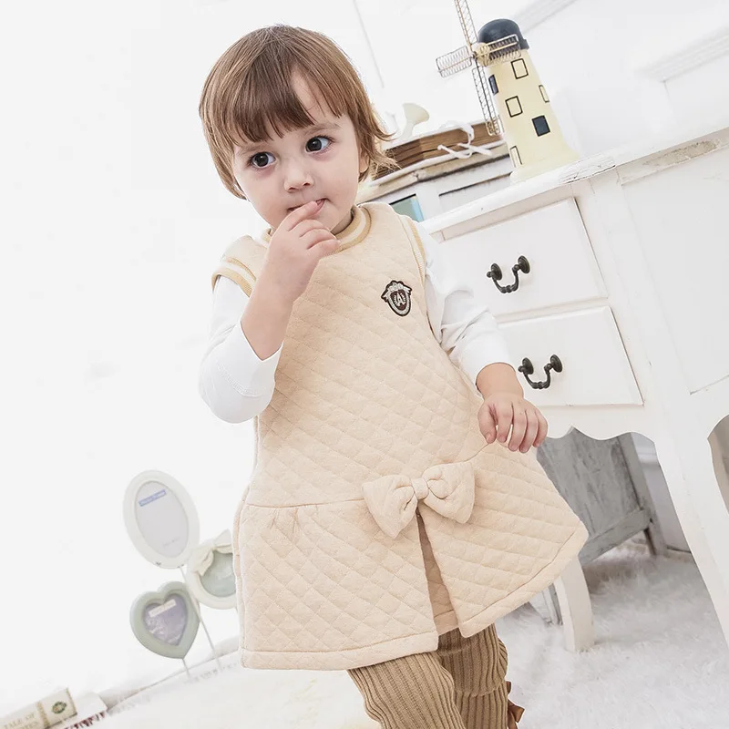 Tiny Baby Girl Winter Organic Cotton Bow Baptism Dresses Infant Newborn