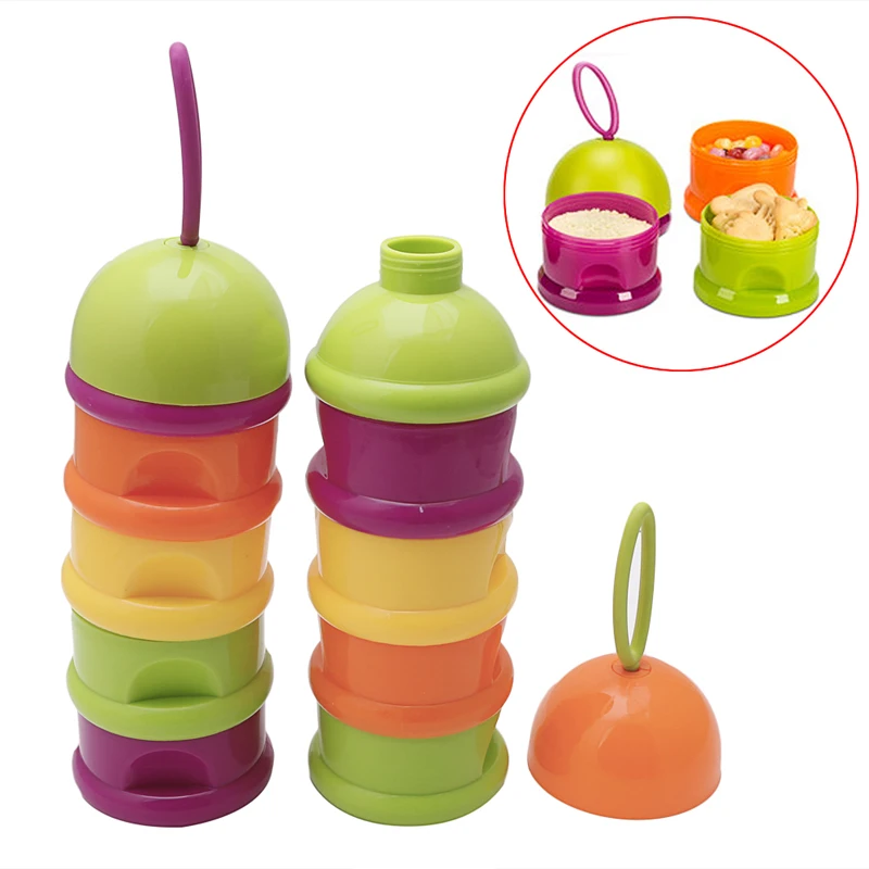

1Pc Baby Food Storage Milk Powder Infant Cartoon Style Four Layers Baby Powder