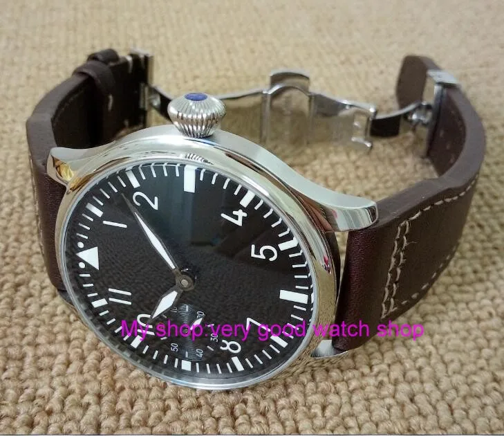 

Butterfly buckle 2017 new fashion 44mm PARNIS pilot 6497 gooseneck Mechanical Hand Wind movement men's watch wholesale xRNM12
