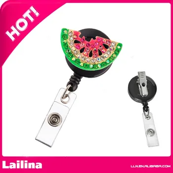 

Watermelon Rhinestone Retractable Badge Reel/ ID Badge Holder