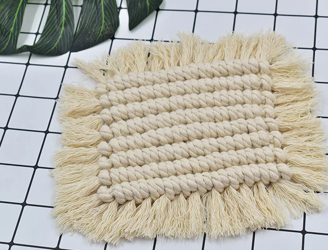 

round table MacrameHandmade Woven coaster round Pure Handcrafted Cotton Slip Insulation Cup Pad home decoration Tablecloth boho