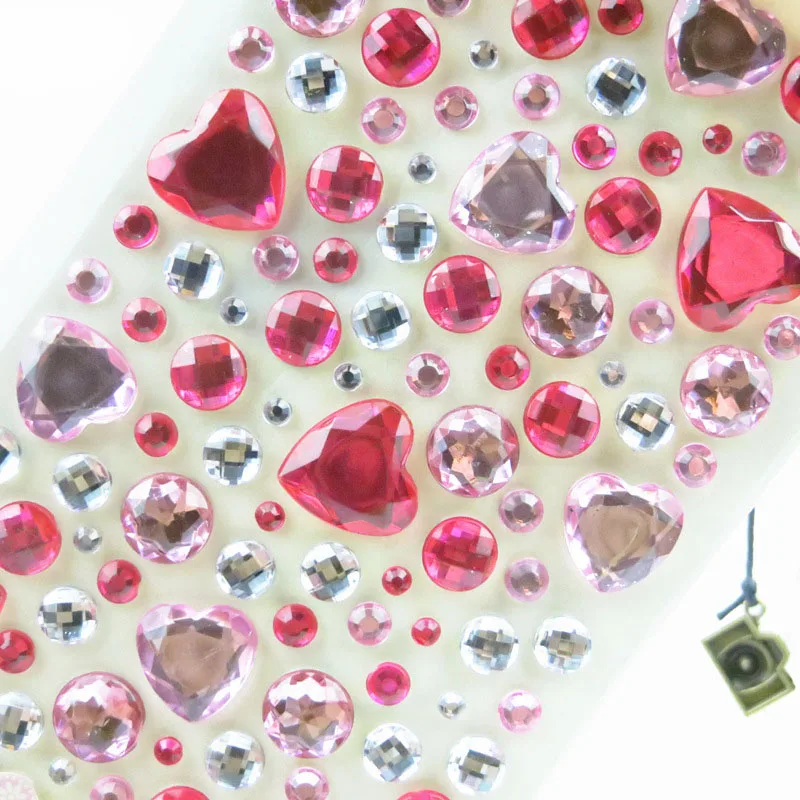 1 лист сердце стикеры со стразами телефон PC украшения для самодельного изготовления скрапбукинга наклейки плоские с оборота Стразы дизайн ногтей камень