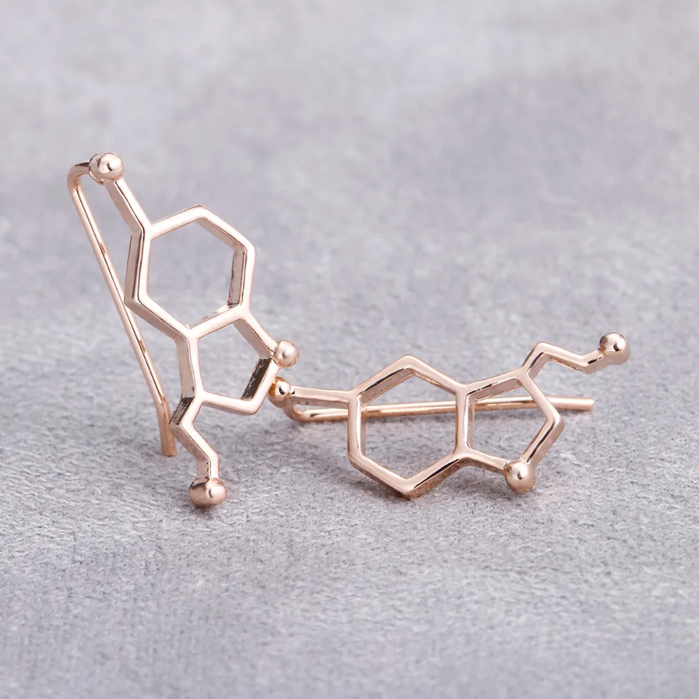 Oly2u New Fashion Serotonin Molecule Ear Climbers for Women Serotonin Molecule Structure ear crawler Gift for Girls ED153