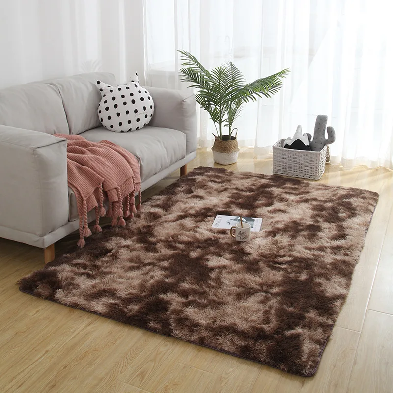 

Nordic style sofa bedside carpet long hair tie-dye blanket living room bedroom mat bedroom sofa European thickening rug