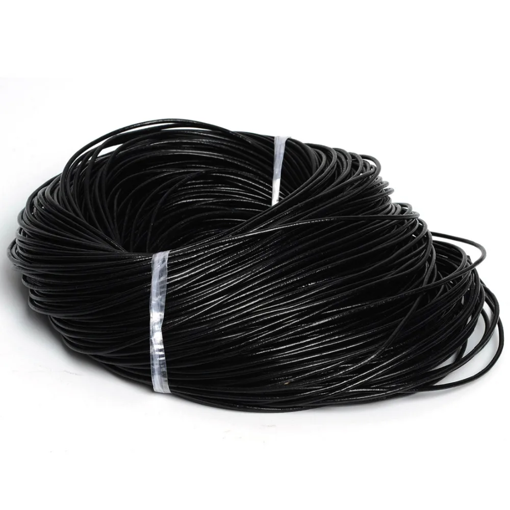 

Jewelry DIY 100yards 2mm Black Round Genuine Leather Cord, Necklace & Bracelet Cord Jewelry Findings