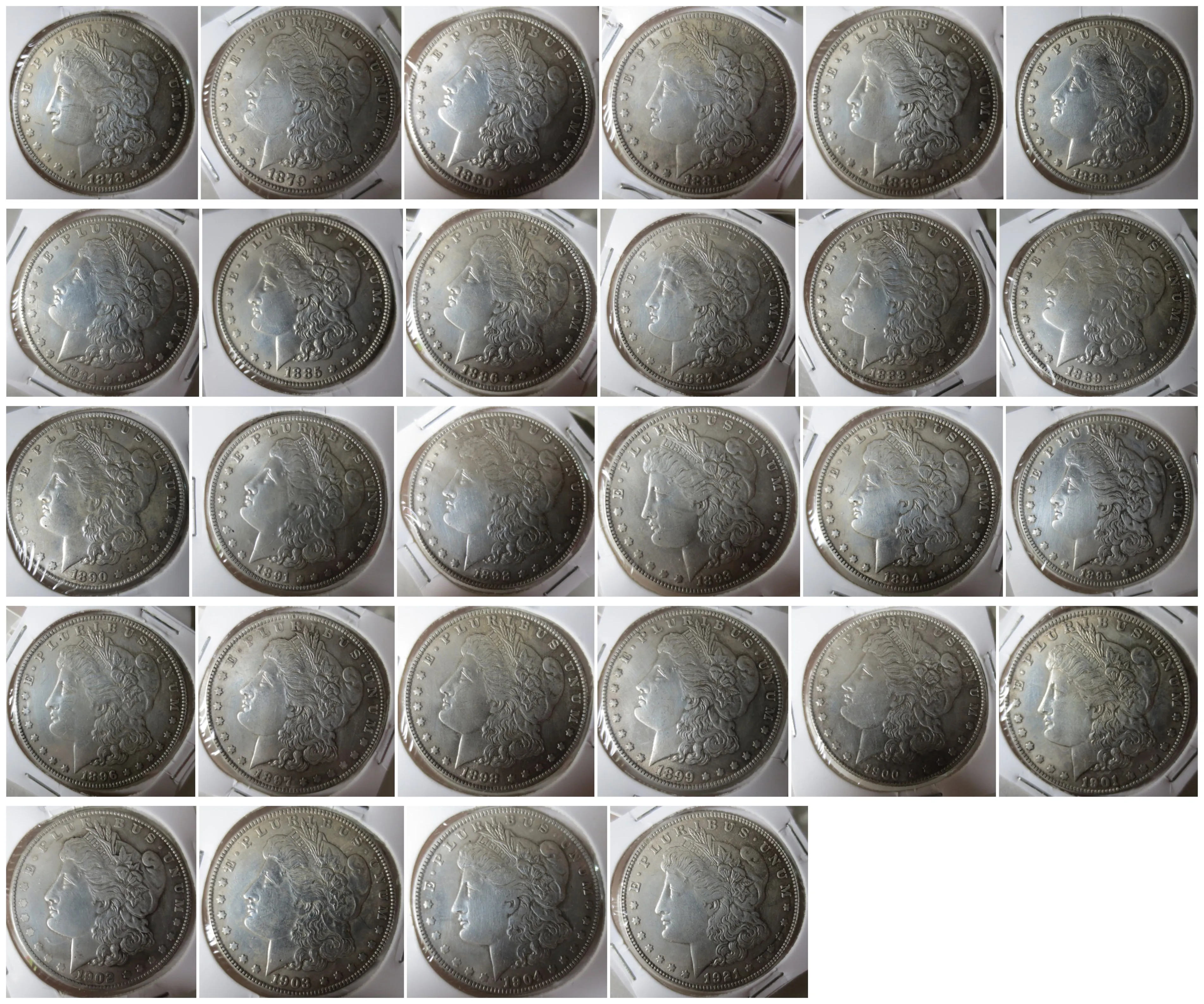 

US Coins Morgan Dollars 1878-1921 28pcs copy coins / replica coins Silver Plated