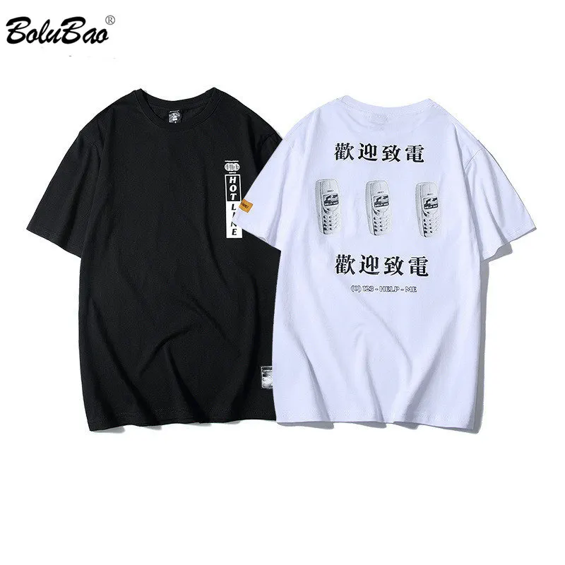 

BOLUBAO Men T-shirts 2019 Fashion New Male Cotton T Shirts Men's Chinese Alphabet Printing T Shirts Hip Hop Street Style