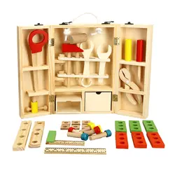 Горячее предложение дом деревянный пазл, детская игрушка яркая Toolbox Услуги модель ящика для инструментов ящик с инструментами Прямая