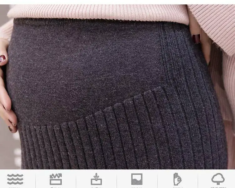 Элегантная юбка для беременных женщин, посылка, вязанная юбка, однотонная Одежда для беременных, эластичный свитер для беременных, Vestido Q619