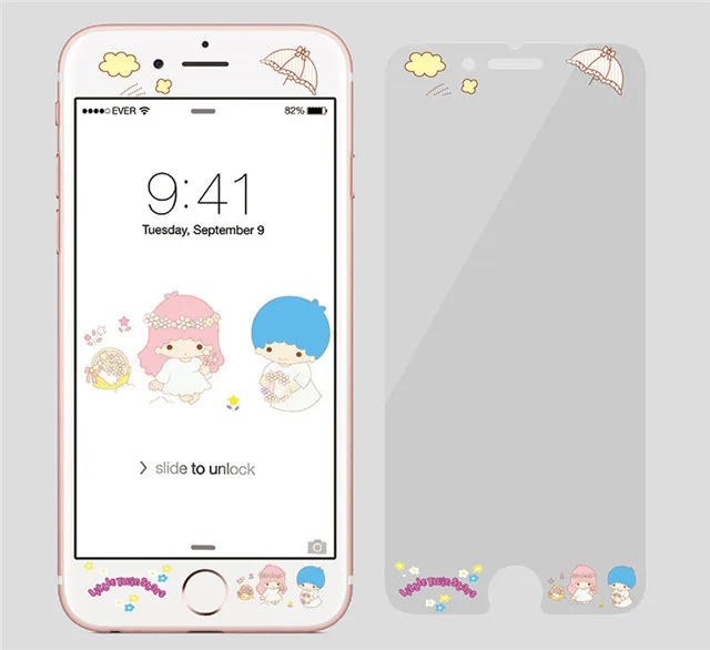 Стеклянная пленка RLENDA Sweet Bow Twins My Melody из мультфильма для iPhone 8, 7, 6, 6S plus, закаленное стекло 2.5D Edge, Защитная пленка для экрана - Цвет: 2