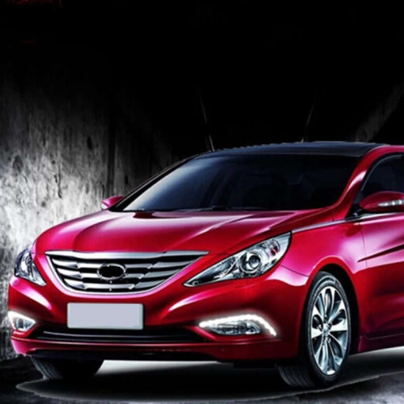 Для hyundai Sonata YF 2011 2012 2013 отложным воротником желтый сигнал Функция 12V автомобильные лампы дневного Водонепроницаемый Светодиодный дневной светильник