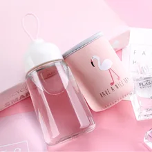 Фламинго серии стеклянная кружка креативный портативный с тканевыми наборами чашки для напитков живота Европейский путешествия не Горячий стакан модные милые подарки