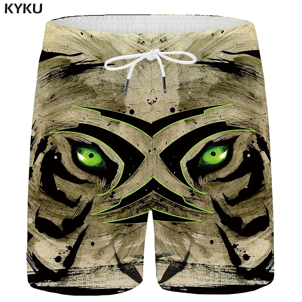 KYKU тигровые шорты мужские повседневные шорты с животными пляжные готические карго 3d шорты штаны с принтом винтажные мужские шорты летние популярные новые