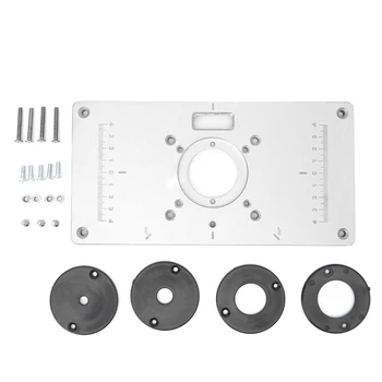

High Quality 700C Aluminum Router Table Insert Plate + 4 Rings Screws For Woodworking Benches