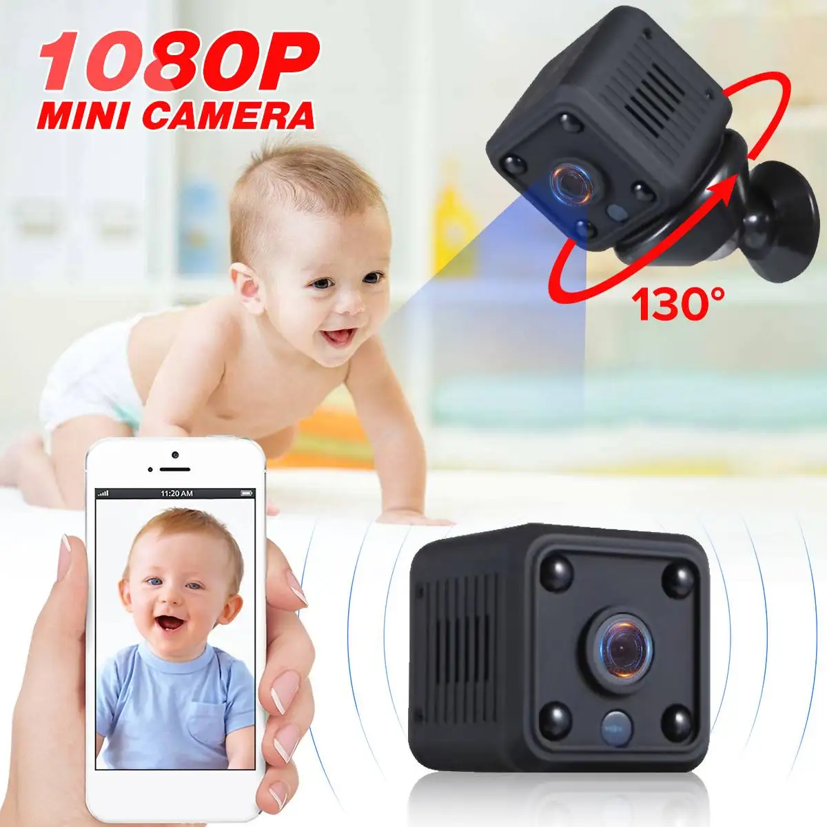 

Mini Wireless 2MP HD 1080P IP Camera Intelligent Auto Tracking Of Human Home Security Surveillance Night Vision Wifi Camera