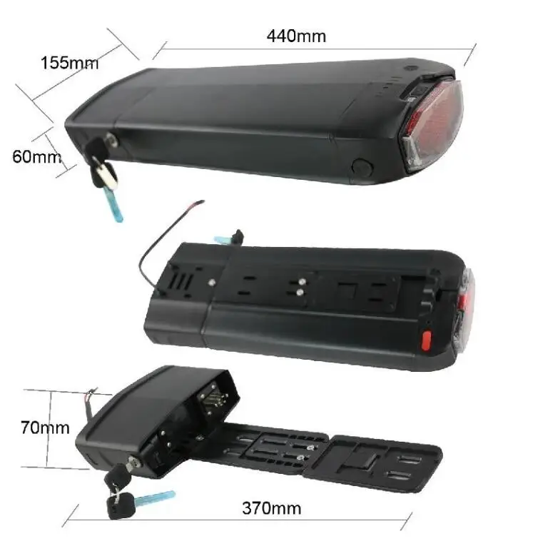 Top 36V 48V Electric Bicycle Rear Rack Battery 10ah 13h 17.5Ah eBike Lithium-ion Battery Double Layer Luggage Rack 4
