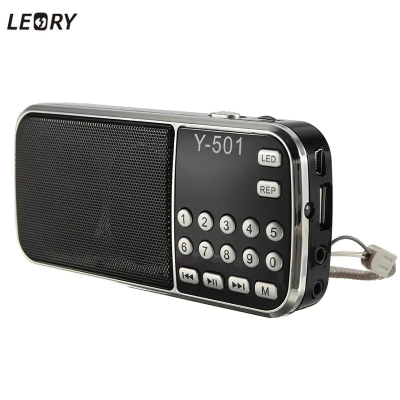 

LEORY Fashion Portable Mini Y-501 Handsfree HiFi Card FM Radio Digital Speaker with LED Screen Support TF Card Read