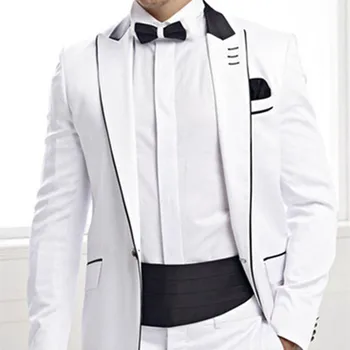 

2017 new White formal men suit Tuxedos Groomsmen Mens Wedding Party Dinner suits Best groom Man Suits Blazer (Jacket+Pants+Tie)