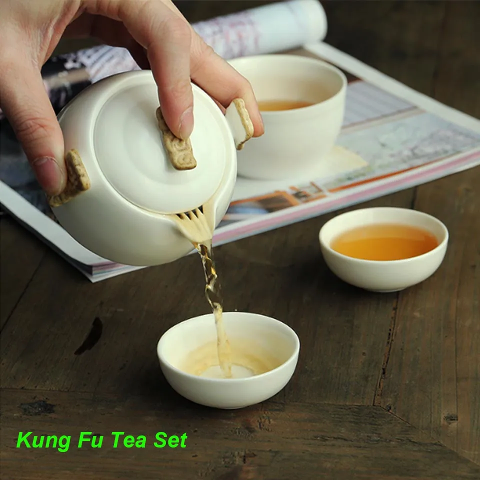 BORREY китайский чайный набор кунг-фу чашка керамический чайник для путешествий гайванские чашки для чая чайник для чайной церемонии и чашка набор с сумкой для путешествий