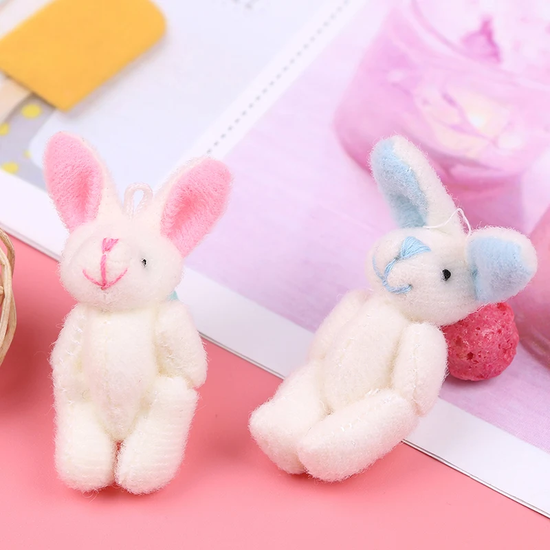 

Mini 4CM Joint Rabbit Little Plush Stuffed Toy Doll Garment & Hair Accessories Decor Plush Toys Dolls For Kids Children