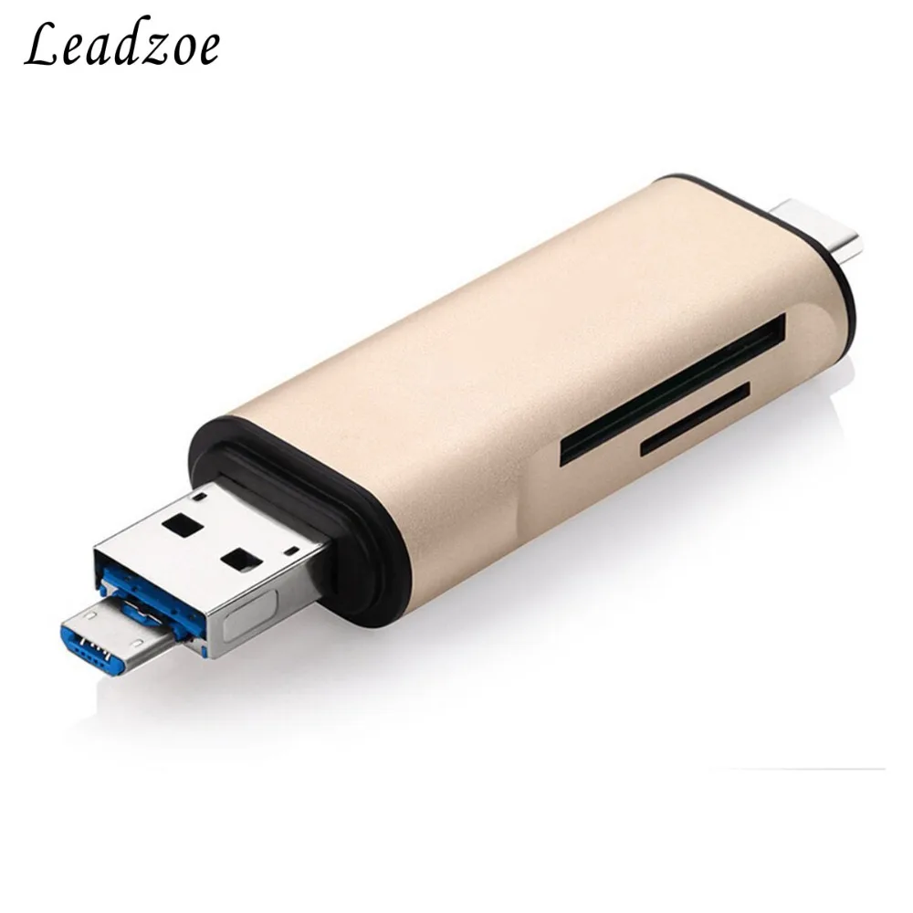 USB 2,0 SD TF OTG кардридер Leadzoe Micro SD кардридер адаптер Тип C Micro USB SD карта памяти адаптер для ноутбука MacBook