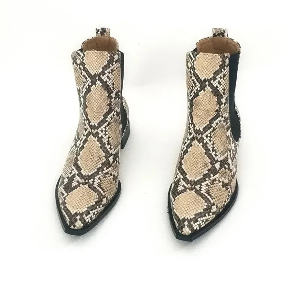 Pionted Dedos Serpiente De As Mujer Bajos Patrón Botas Cuero Tacones 2018 Bota Zapatos Botines Pic Feminina 0fBq8ww