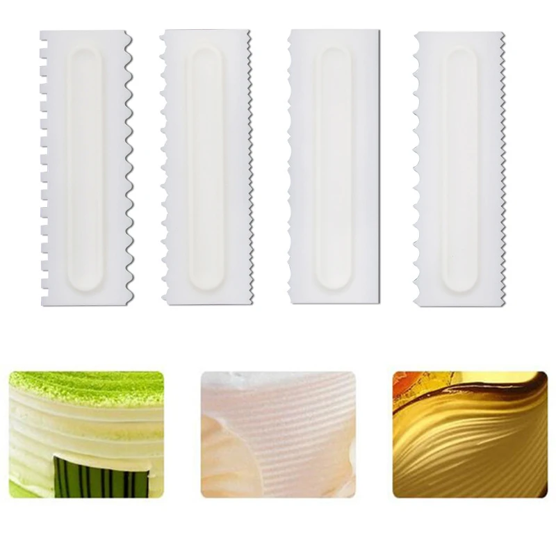  4pcs Cake Scraper Cake Decorating Comb Icing Smoother Cream Spatula Textures Baking Cream Scraper C