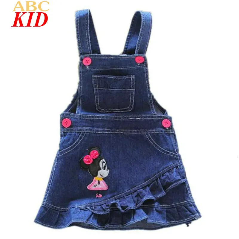 

Baby Girls Spring Denim Dress Cartoon Minnie Embroidery Ovealls Dress Cute Infants Girl Jeans Dresses Costume For Kids BDS009