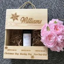 Персонализированные логотип компании Рождественский подарок деревянный ящик вина свадебный подарок пользовательские шампанское держатель Box 3 Бутылочки упаковочная коробка